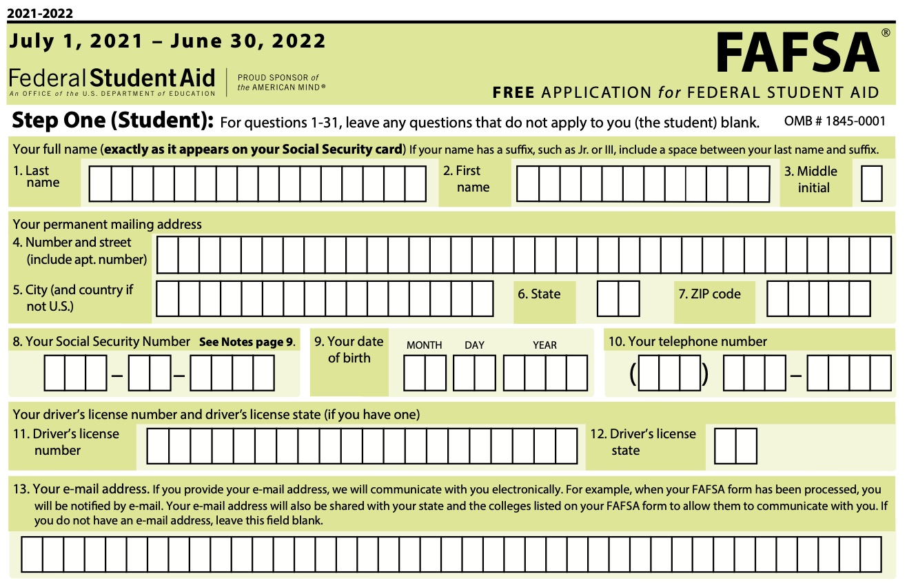 fafsa official website links